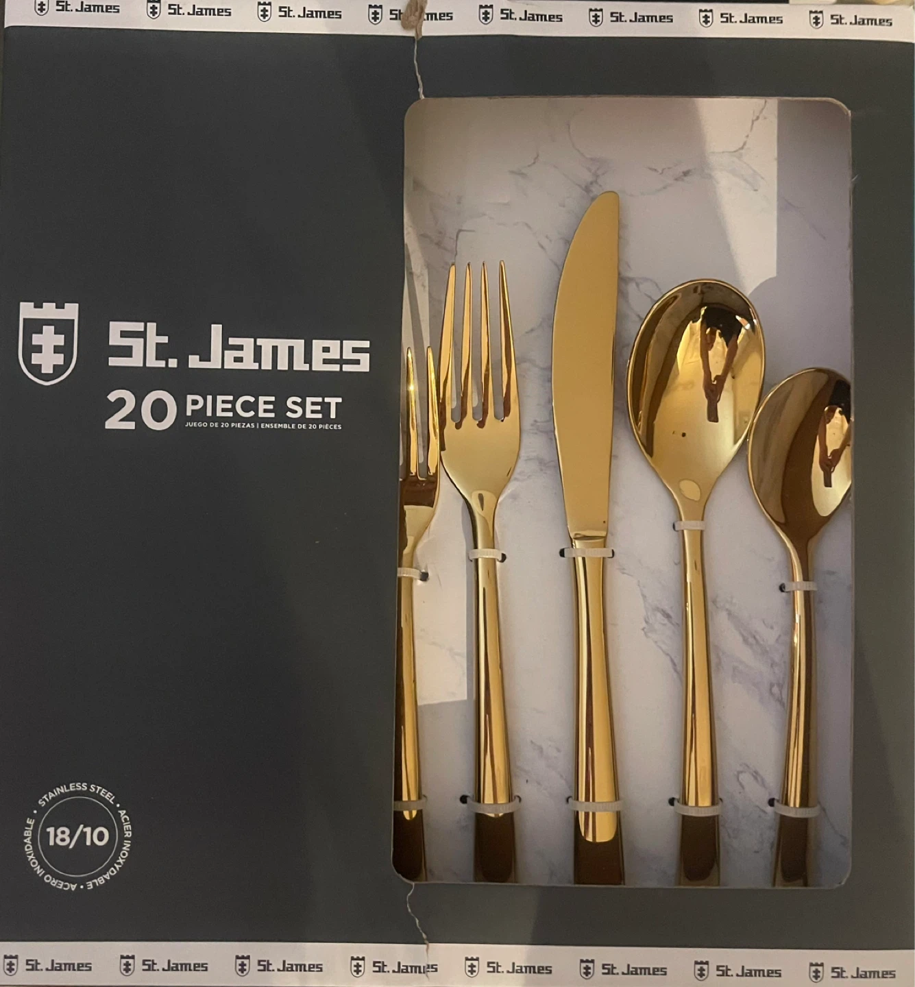 St. James 20 Piece Gold Stainless Steel Cutlery Set