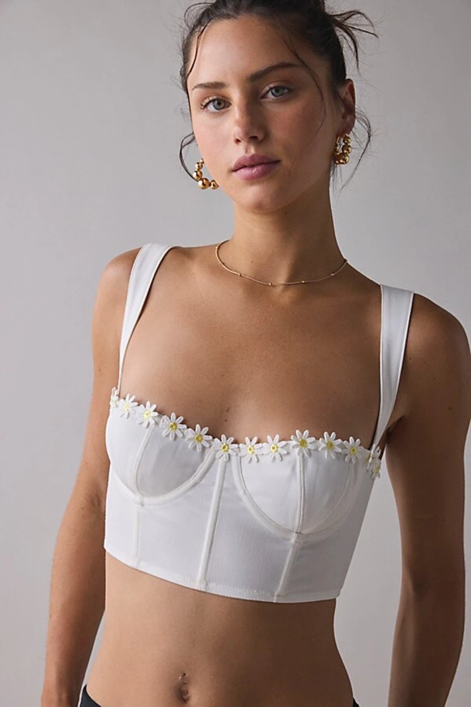 UO Out From Under Gillian Daisy Applique Corset Bra Top