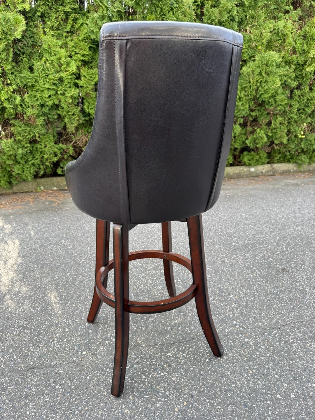 Dark Brown Faux Leather Swivel Bar Stool - photo 2