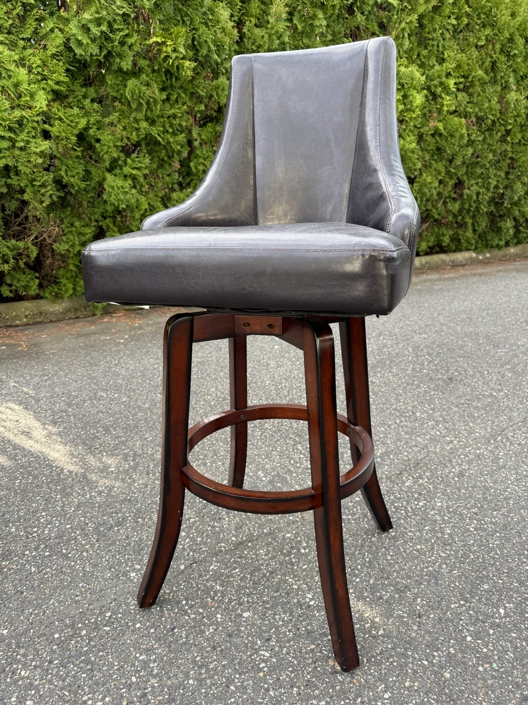 Dark Brown Faux Leather Swivel Bar Stool - photo 3