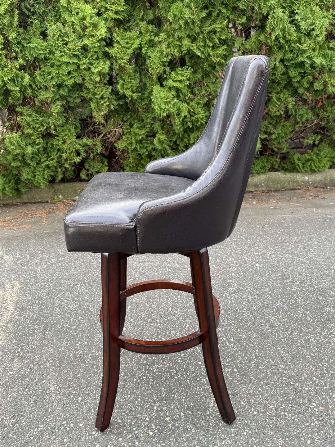 Dark Brown Faux Leather Swivel Bar Stool