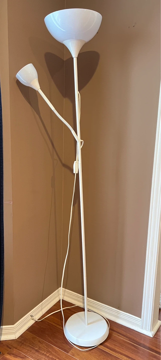 White floor lamp with adjustable reading light