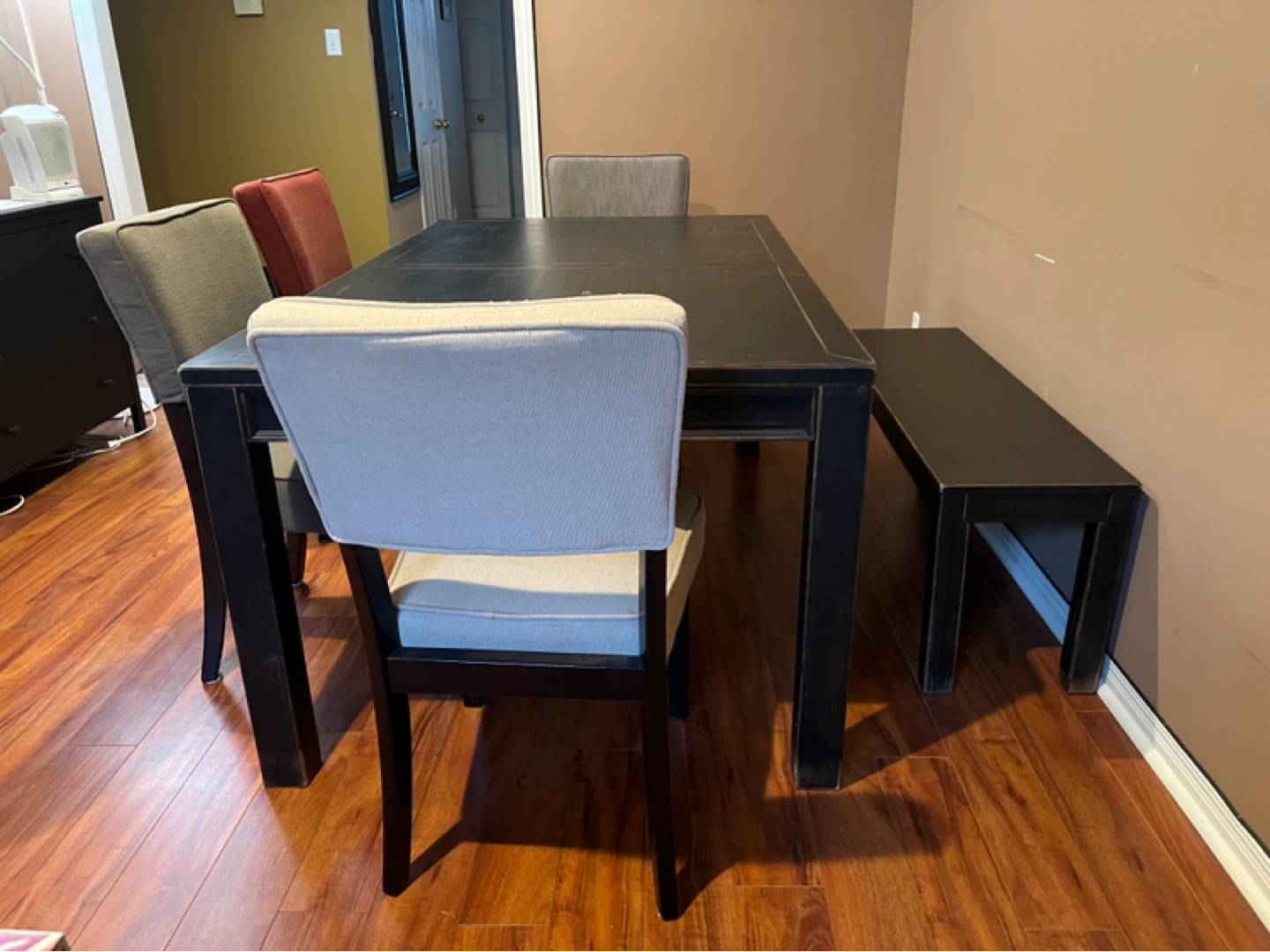 Dining Table Set with 4 Chairs and Bench