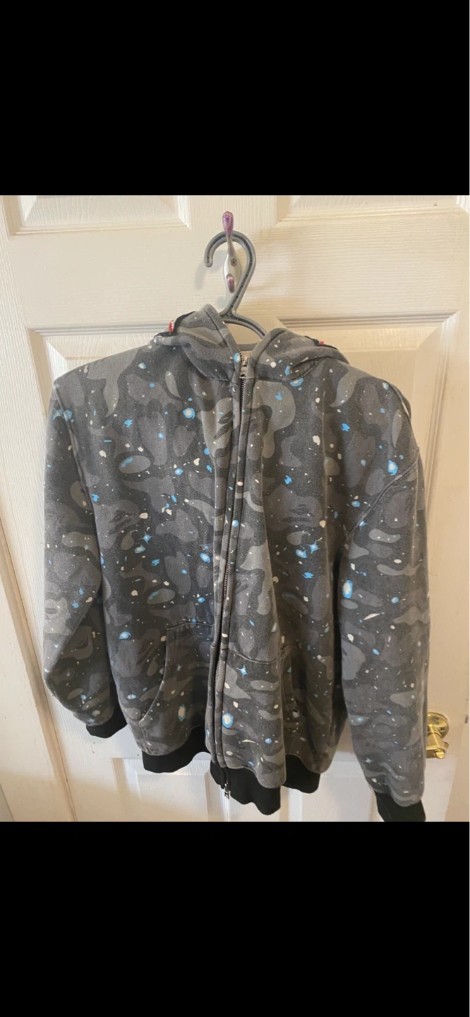 BAPE Full Zip Hoodie Camo Splatter Grey