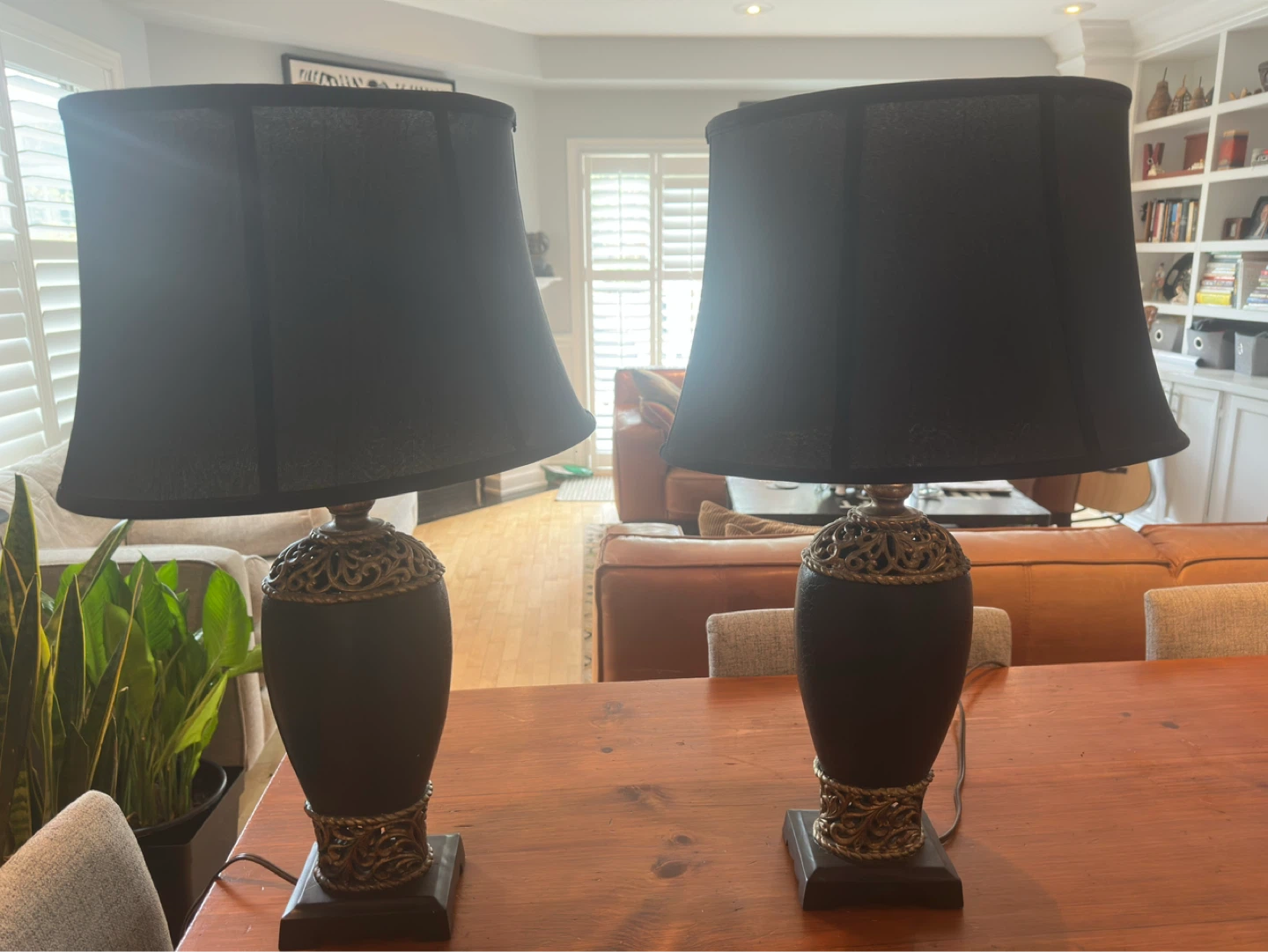 Pair of Black Table Lamps