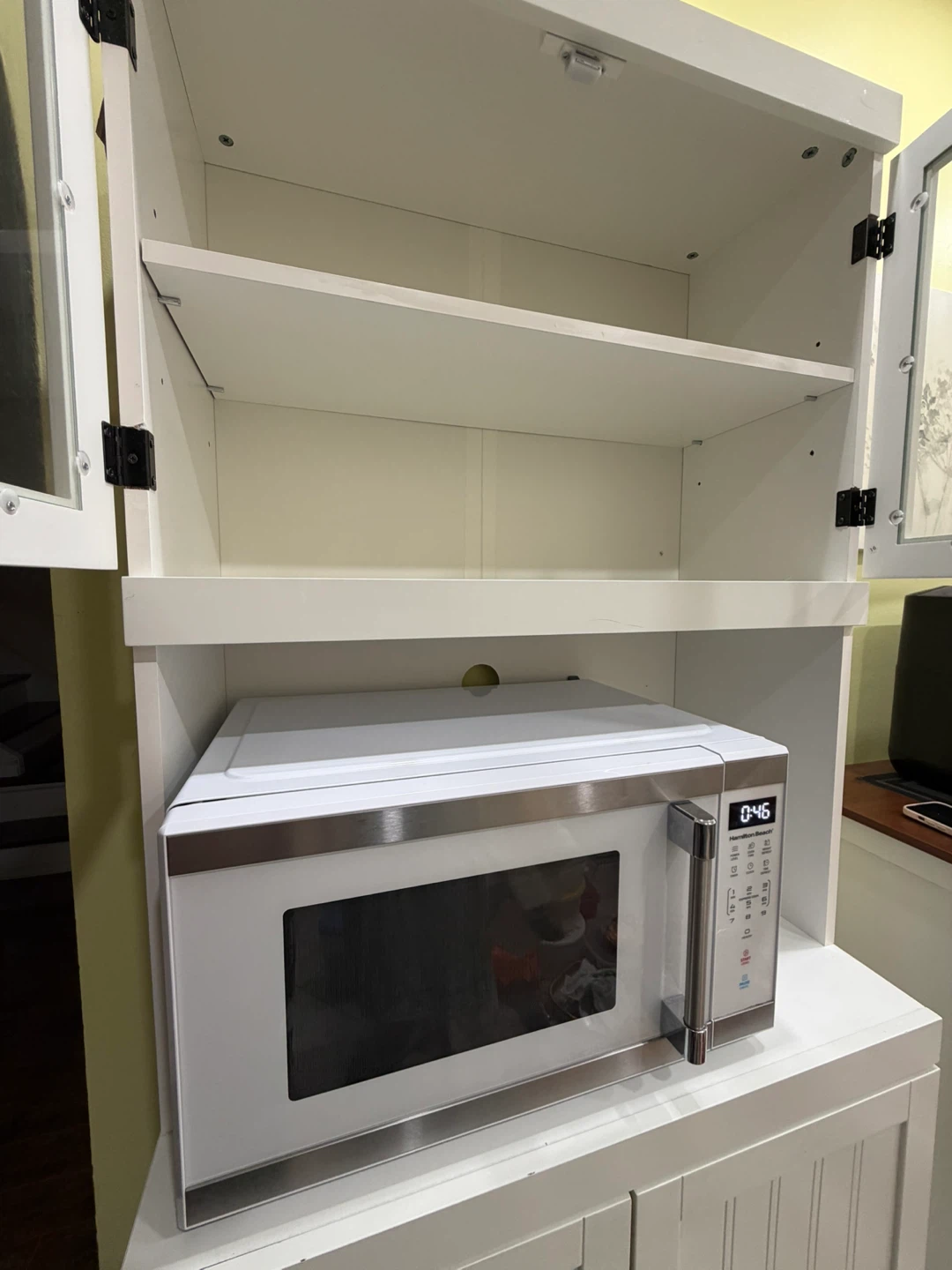 White Storage Cabinet with Microwave Shelf - photo 4