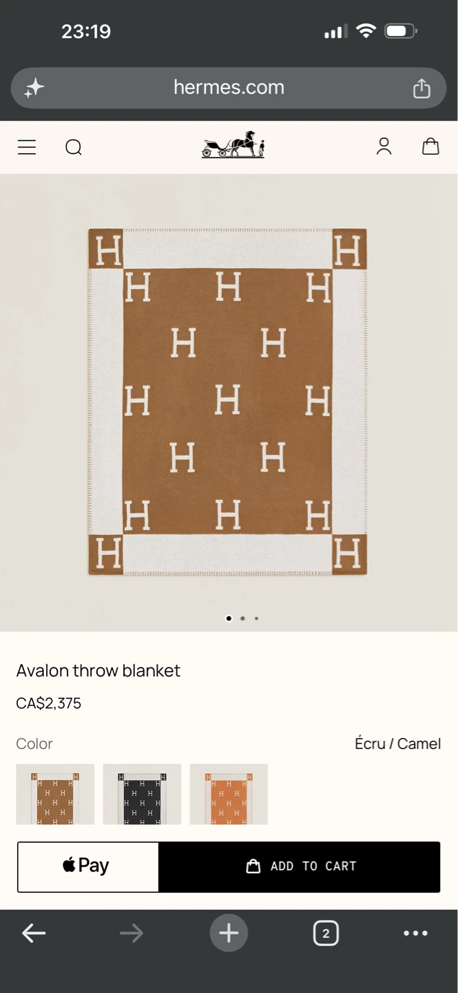 Hermès Avalon Throw Blanket Écru/Camel