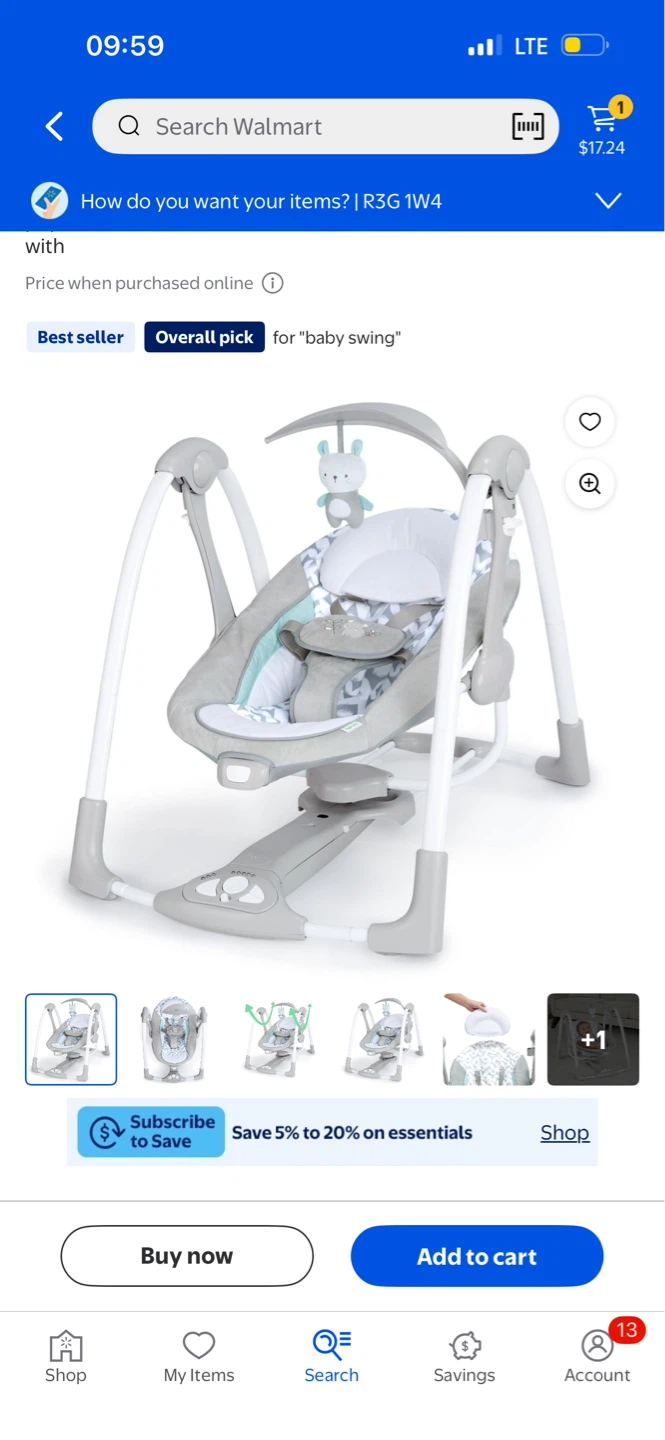 Grey Baby Swing