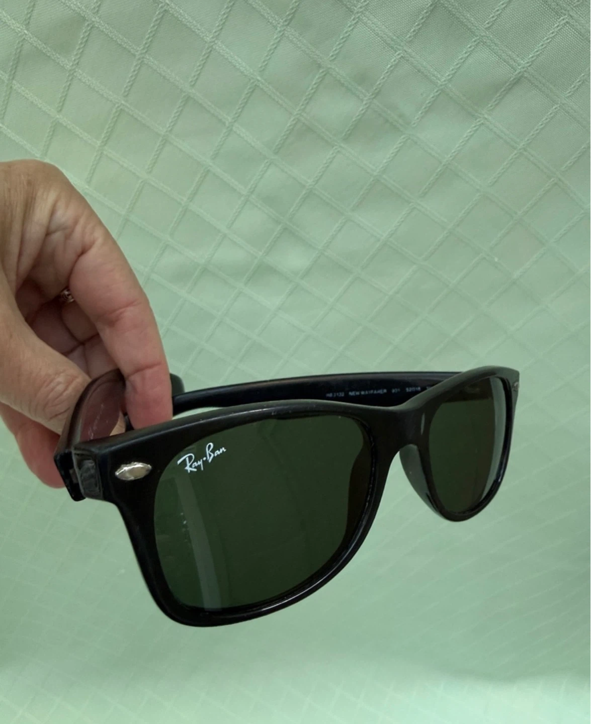 Ray-Ban New Wayfarer Sunglasses Black Frame Dark Green - photo 2