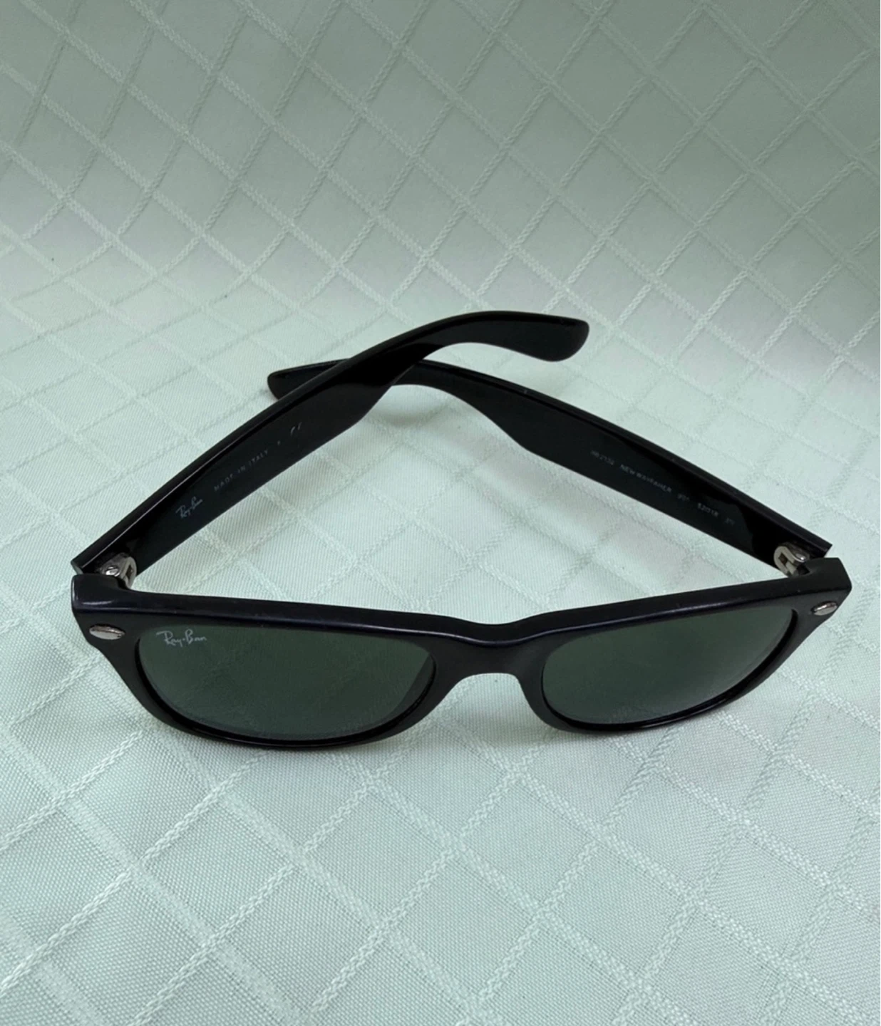 Ray-Ban New Wayfarer Sunglasses Black Frame Dark Green - photo 5