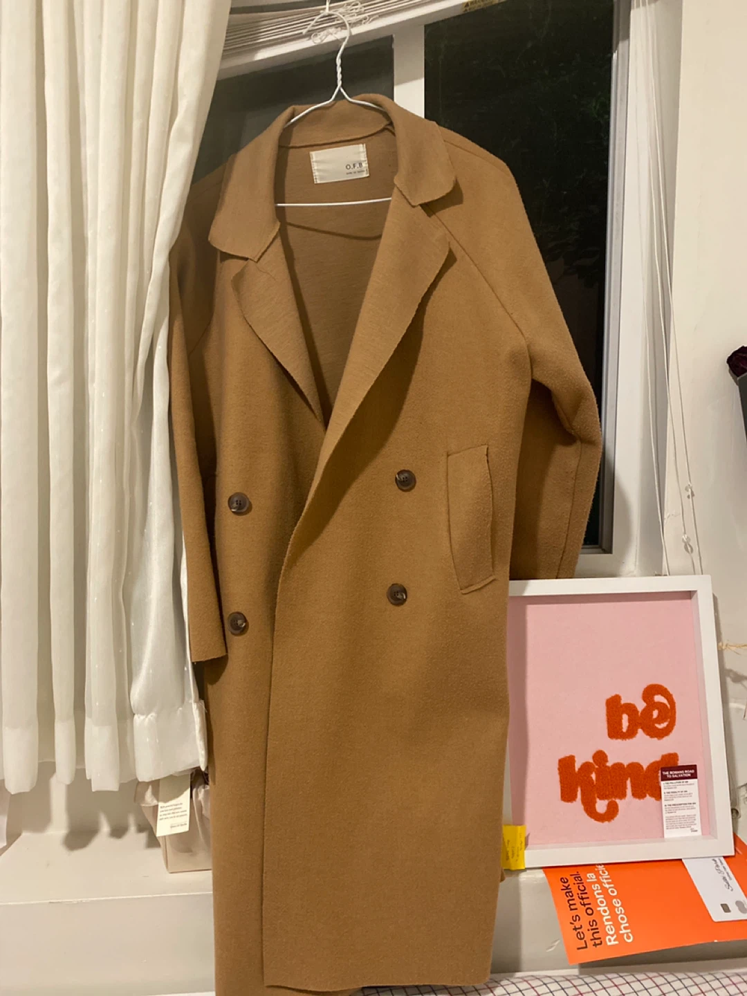 O.F.B Camel Wool Blend Coat