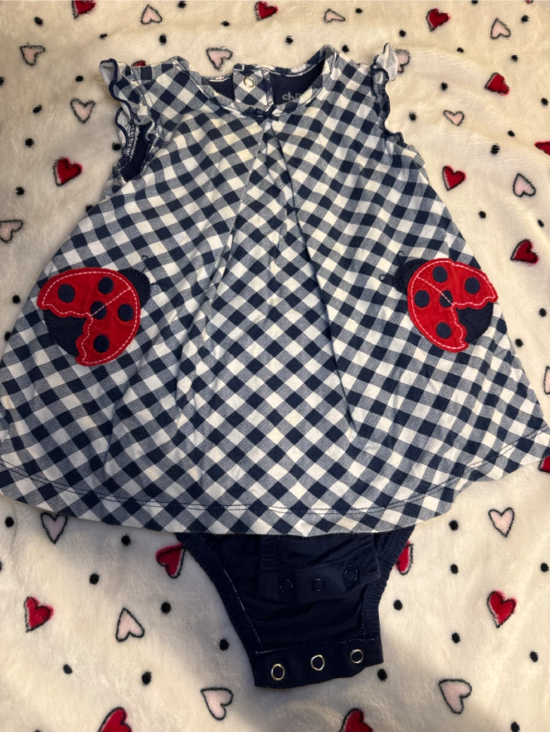 Child of Mine by Carter's Gingham Ladybug Dress & Bloomer Set