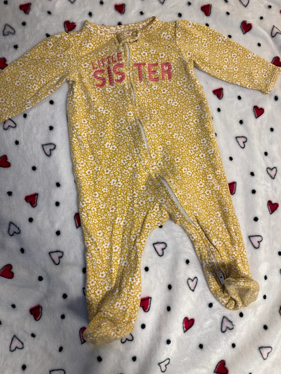 Baby Sleepsuit - "Little Sister" Floral Print - photo 2