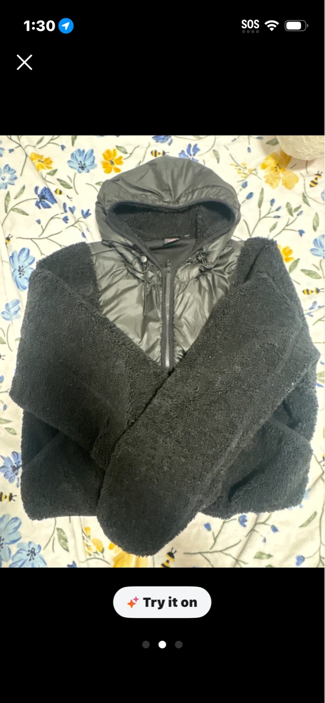 NO BOUNDRIES Black Sherpa Hooded Jacket