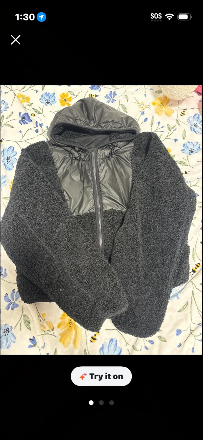 NO BOUNDRIES Black Sherpa Hooded Jacket - photo 2
