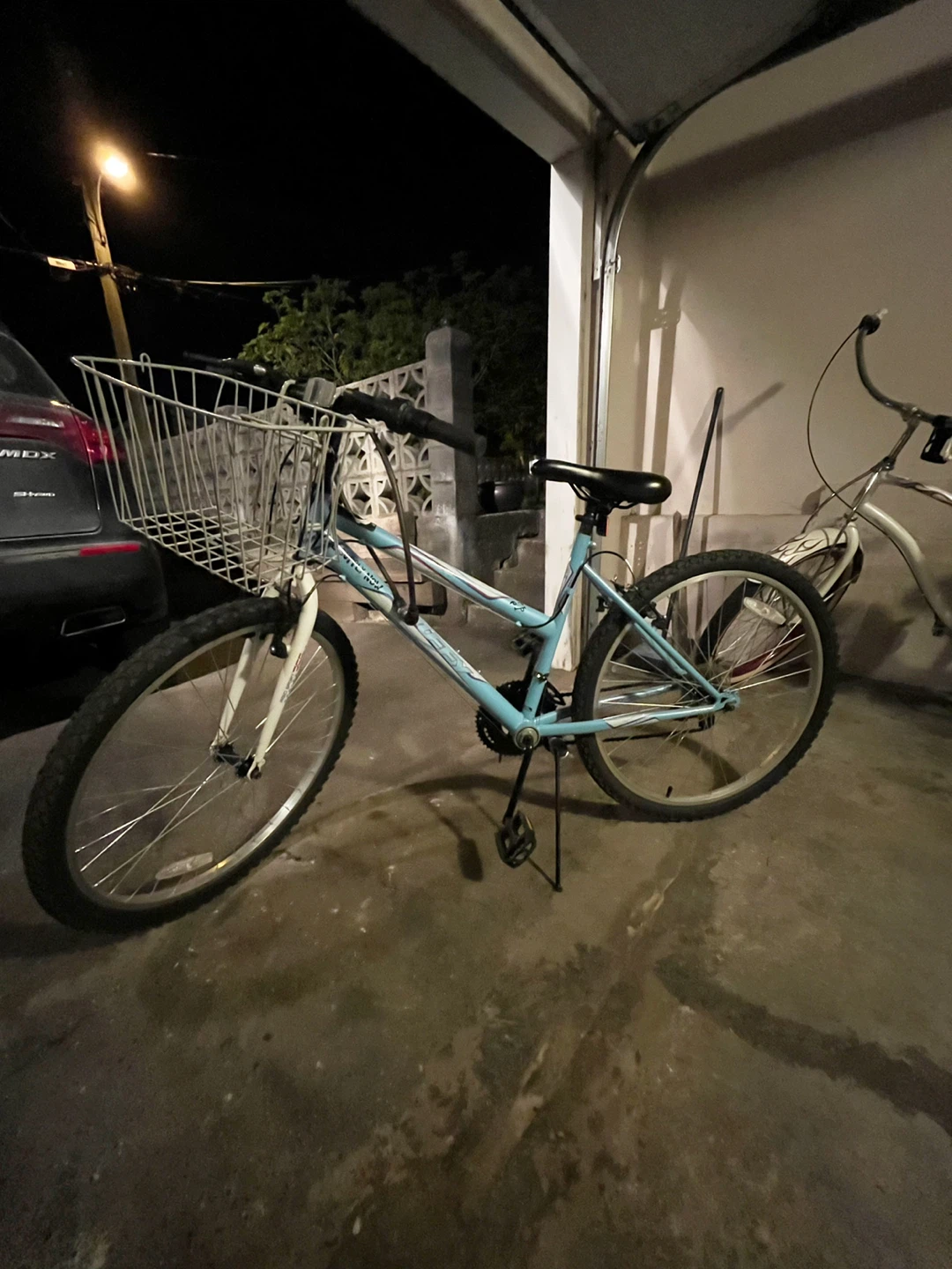 Blue Huffy Mountain Bike with Basket