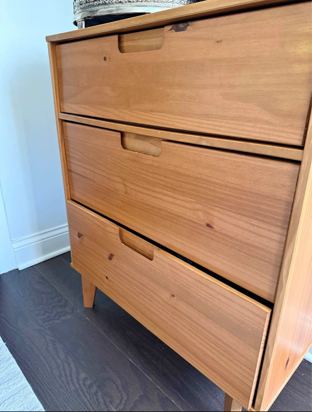 Mid-Century Modern Wood 3-Drawer Dresser