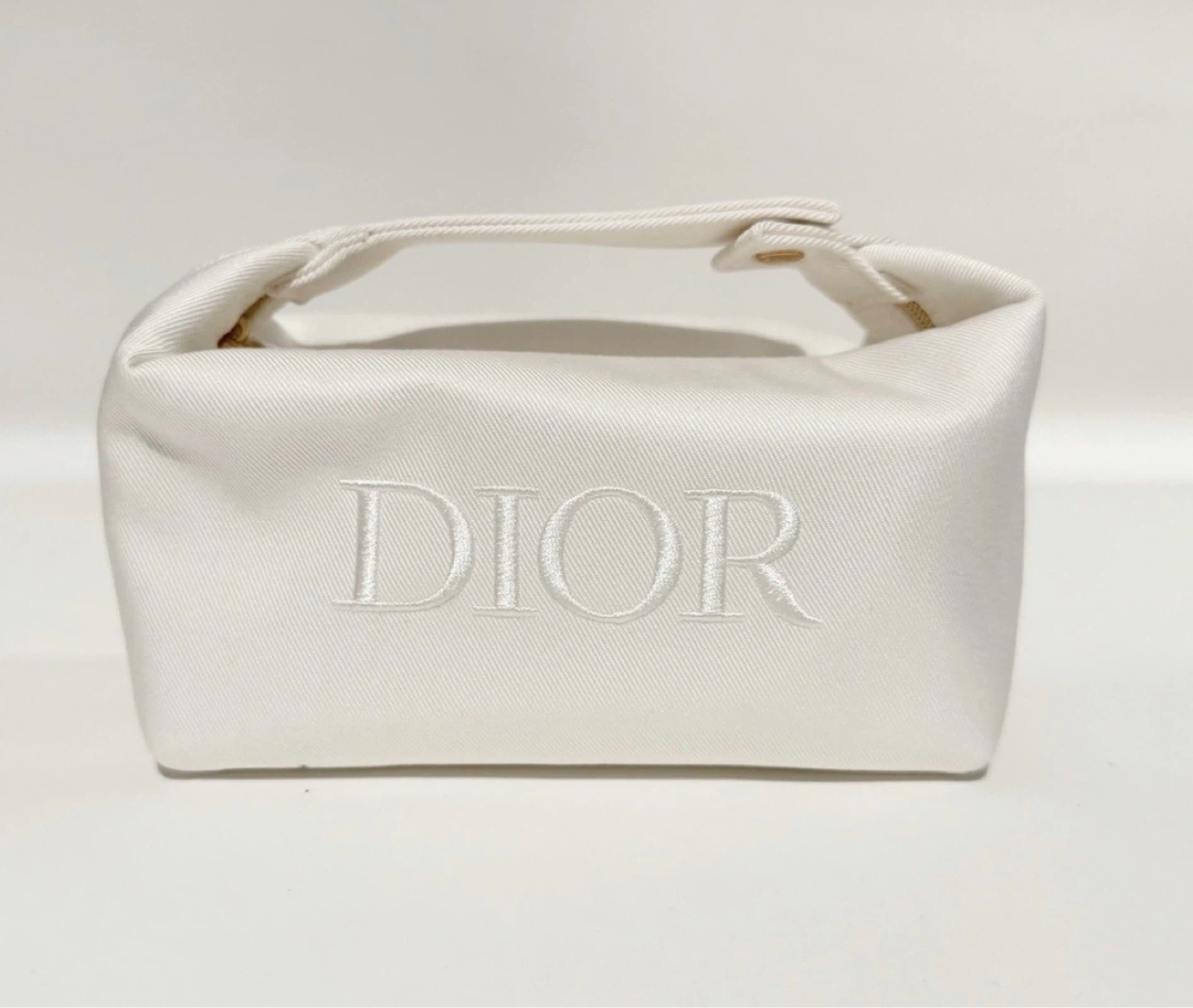 Christian Dior Cosmetic Makeup Bag Pouch With Top Handle- White