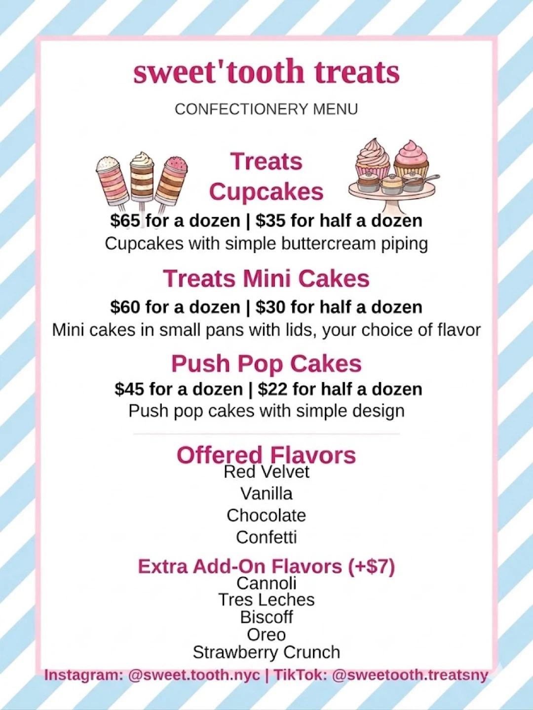 Sweet Tooth Treats Confectionery Menu