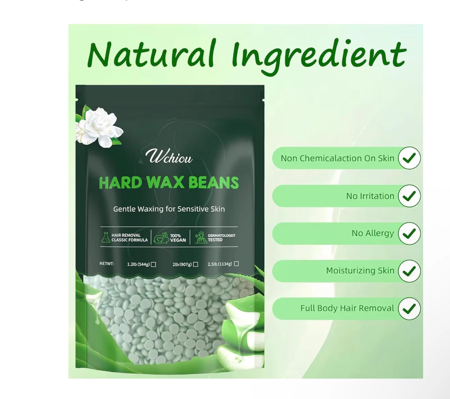 Wchiou Hard Wax Beans - Gentle Waxing for Sensitive Skin - photo 2
