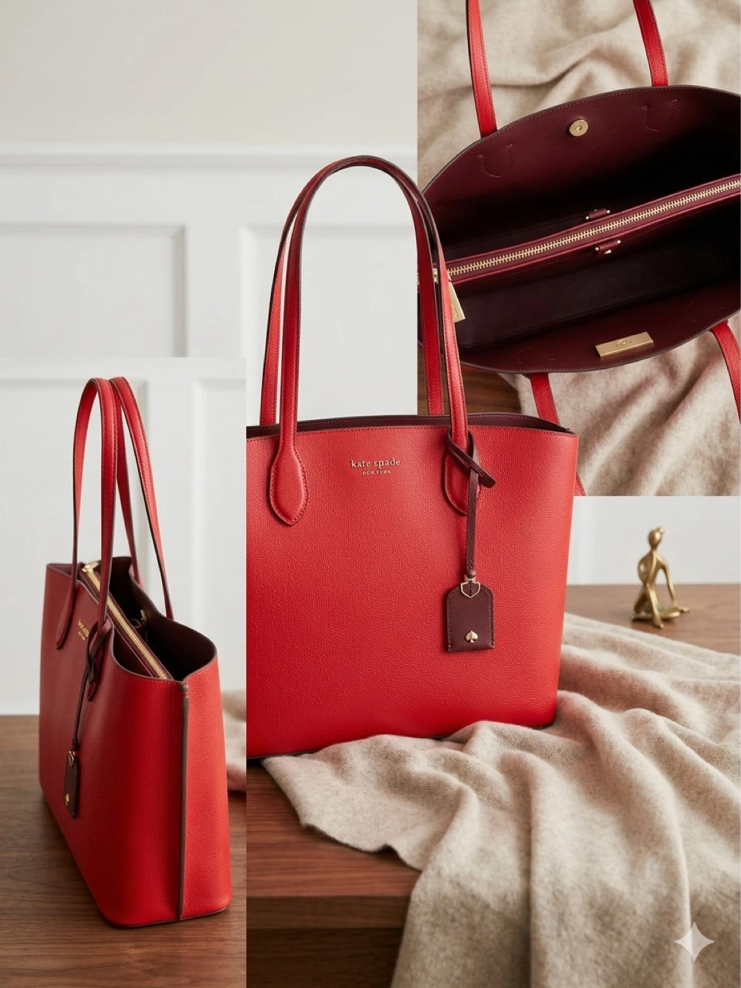 Kate Spade Red Leather Tote Bag