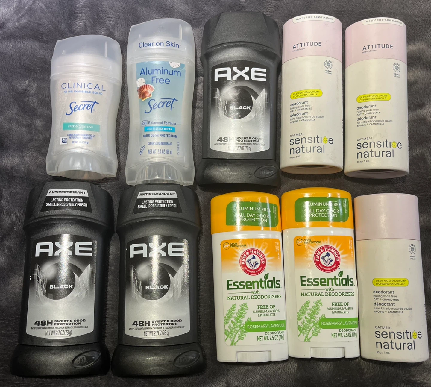 Assorted Deodorants - Secret, Axe, Attitude, Arm & Hammer