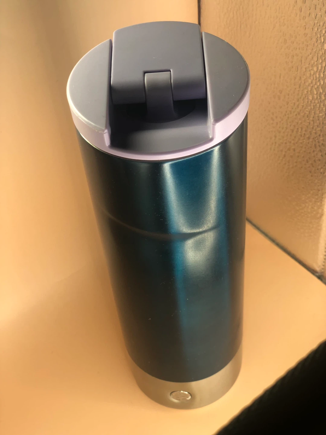 Teal Travel Tumbler with Purple Lid