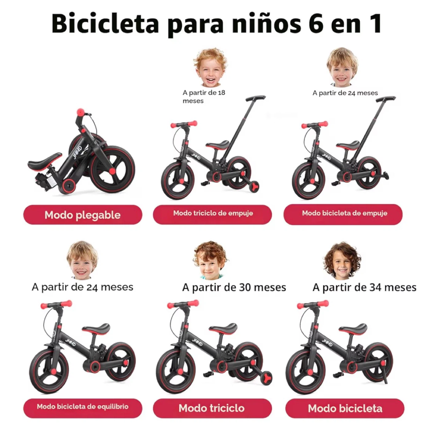 JMMD 6-in-1 Kids Tricycle Balance Bike - photo 4