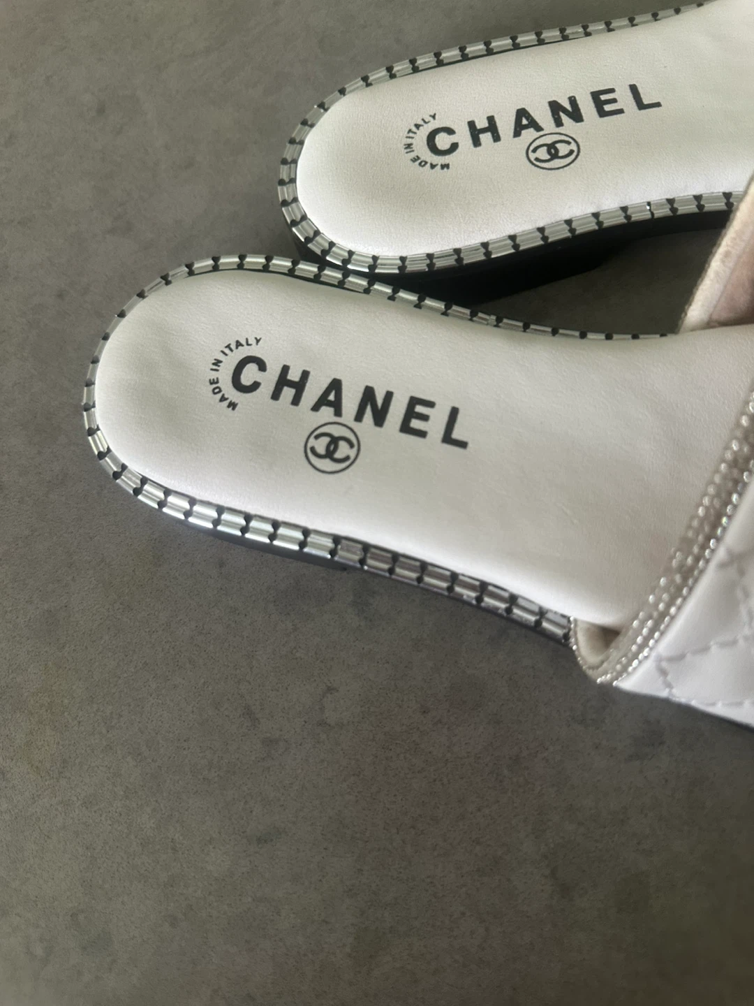 White Quilted Slides Sandals