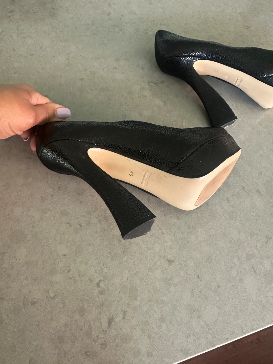 Miu Miu Black Peep-Toe Platform Heels Size 40 - photo 2