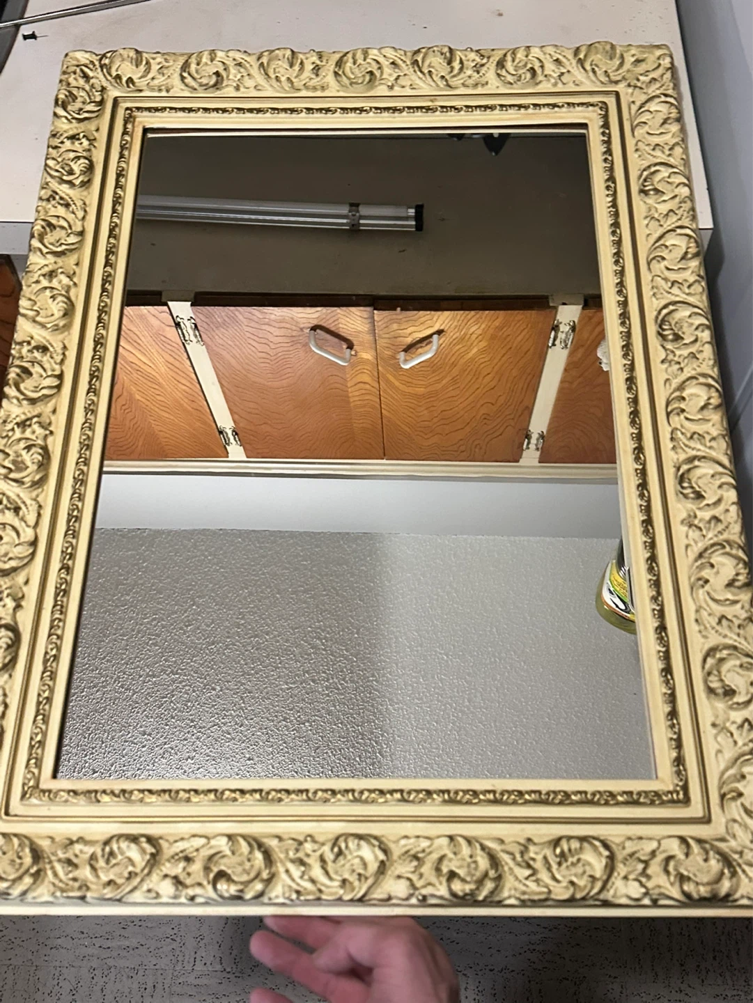 Vintage ornate plastic framed mirror