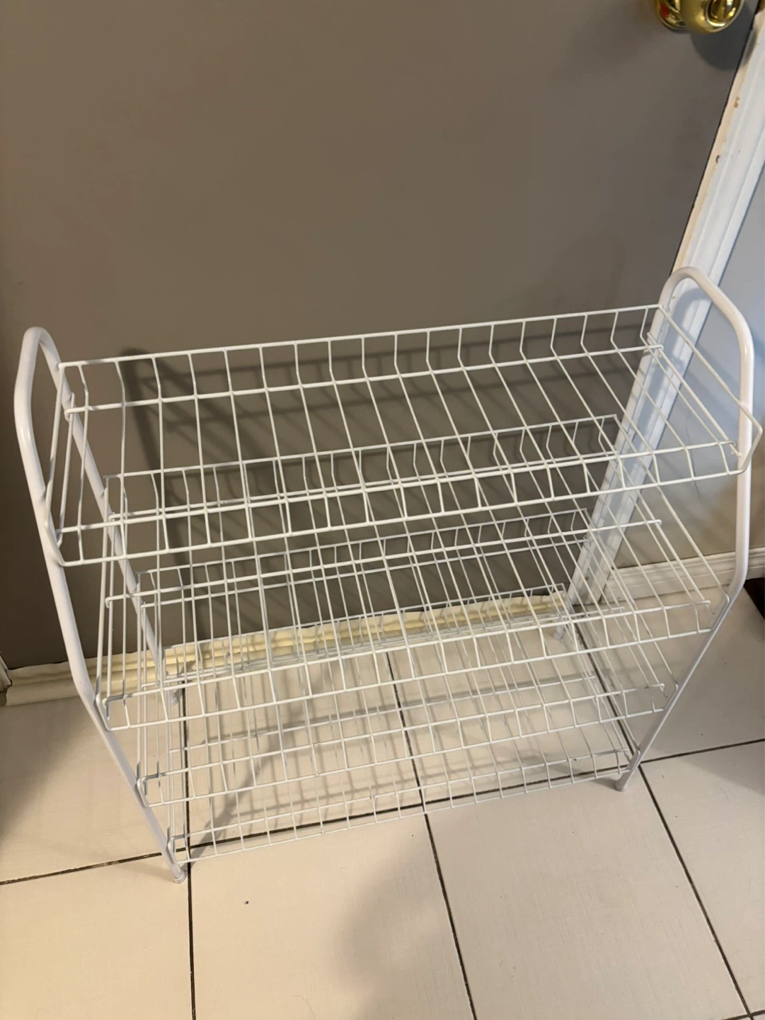 White Wire 3-Tier Shoe Rack