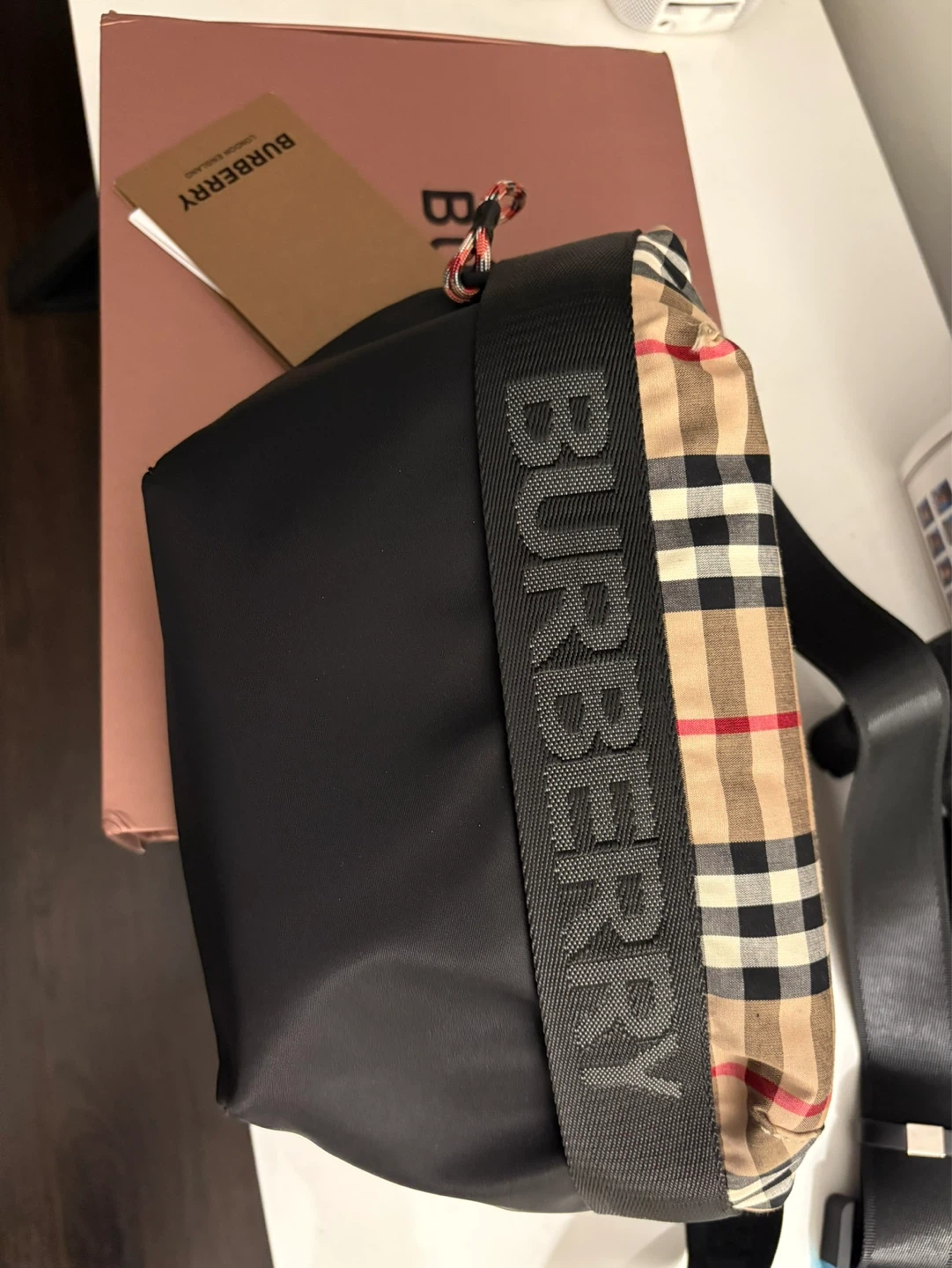 Burberry Black Nylon and Haymarket Check Pouch