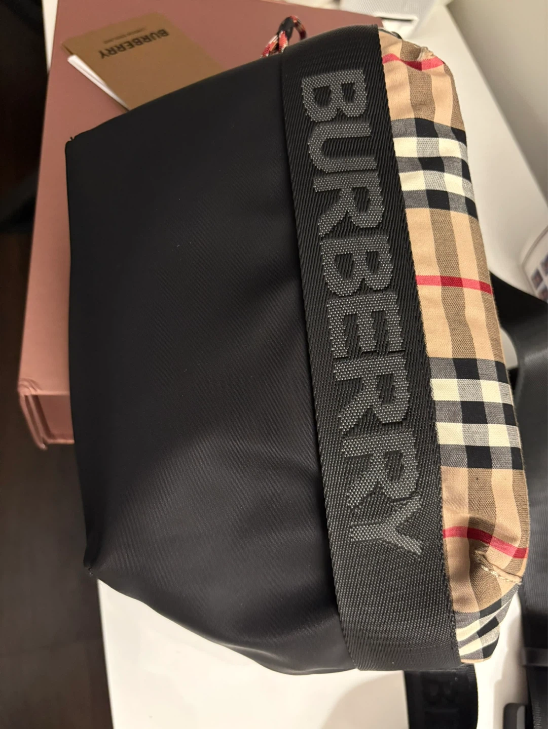 Burberry Black Nylon and Haymarket Check Pouch - photo 2