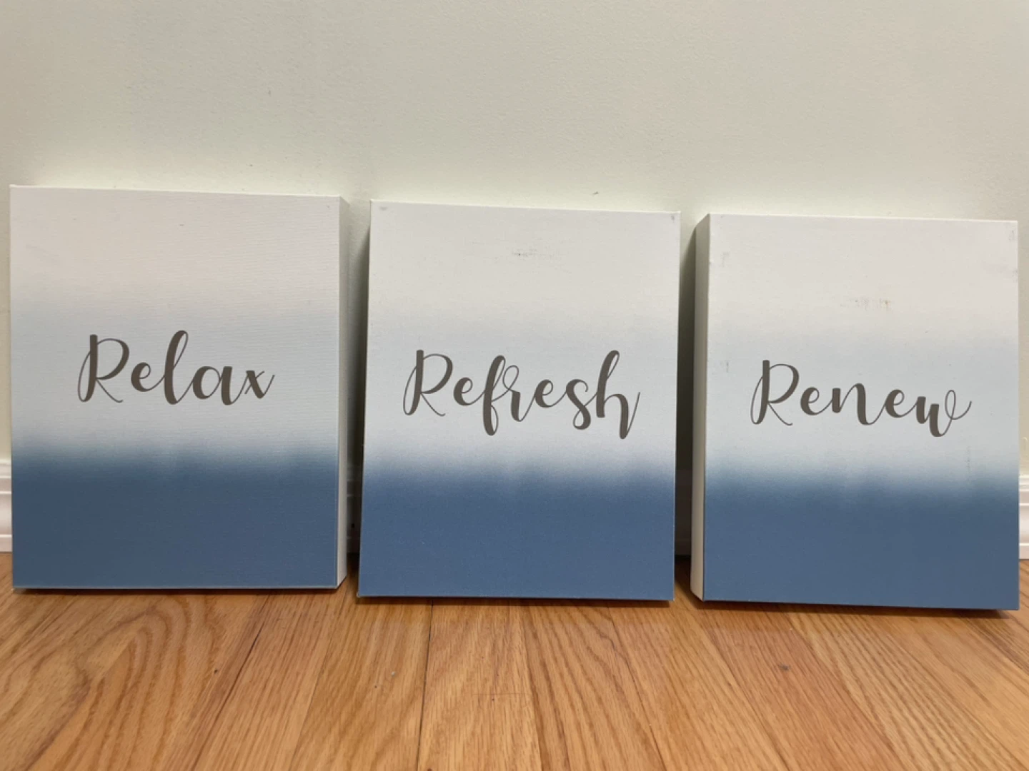 Set of 3 Canvas Wall Art - Relax, Refresh, Renew