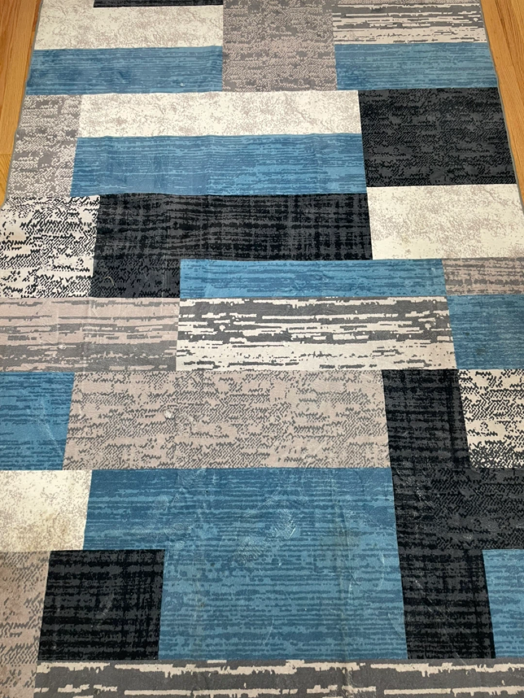 Modern Geometric Patchwork Area Rug, 6x9 Blue - photo 3