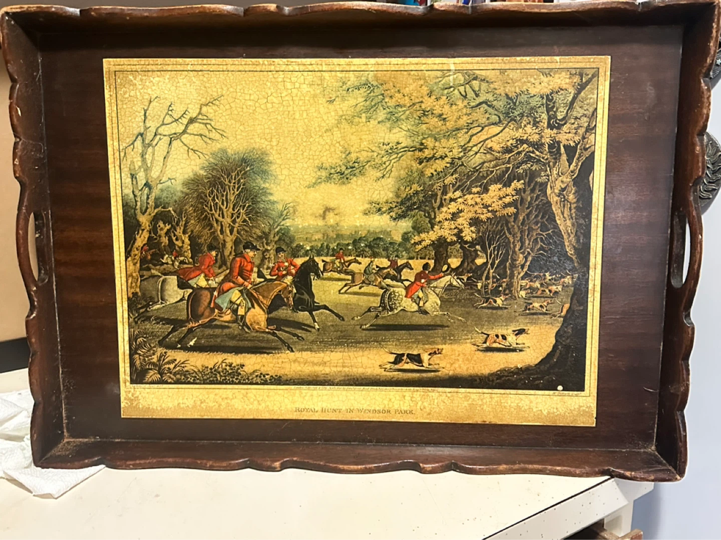 wood serving tray royal hunt in windsor park