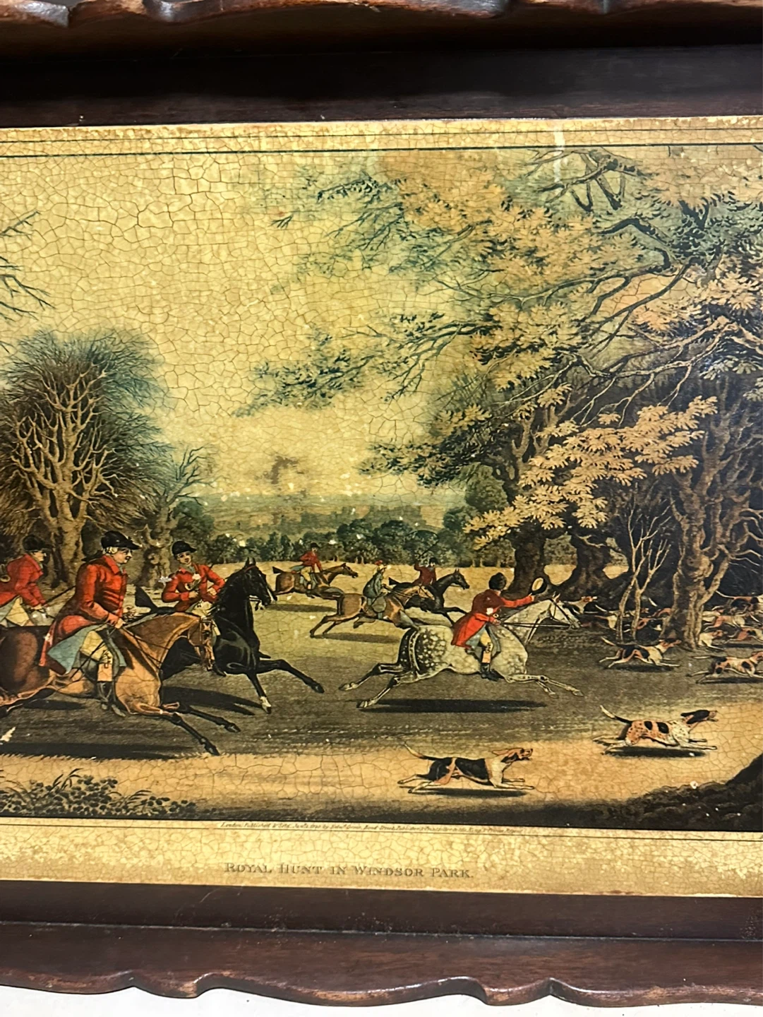 wood serving tray royal hunt in windsor park - photo 3