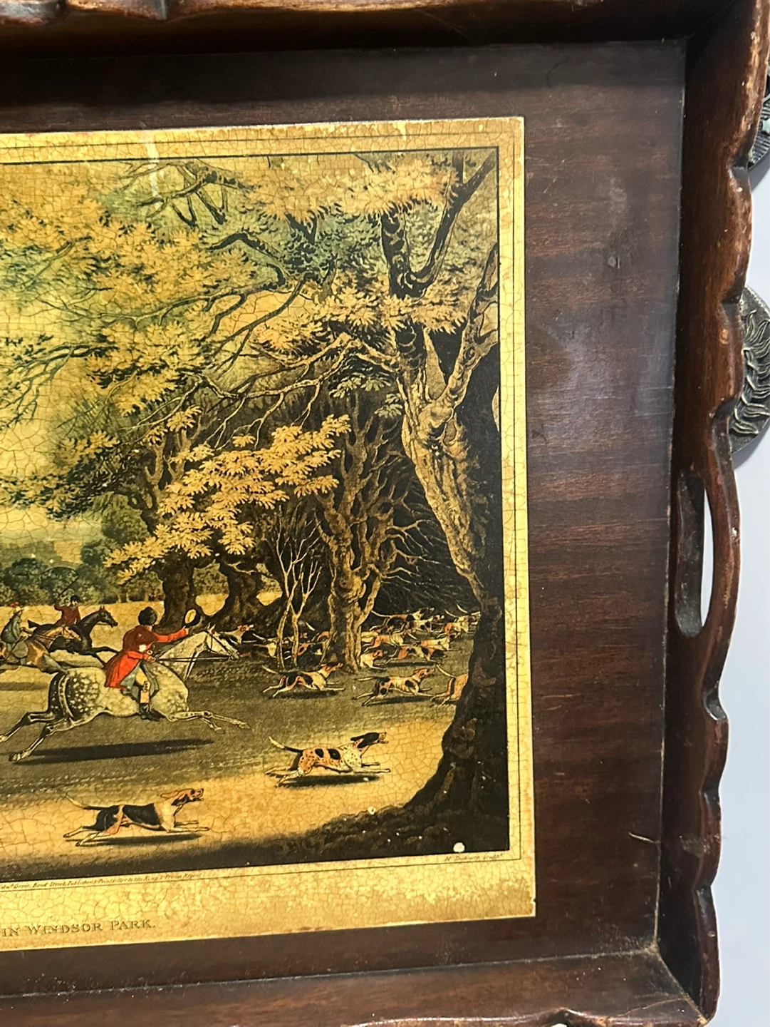 wood serving tray royal hunt in windsor park - photo 2