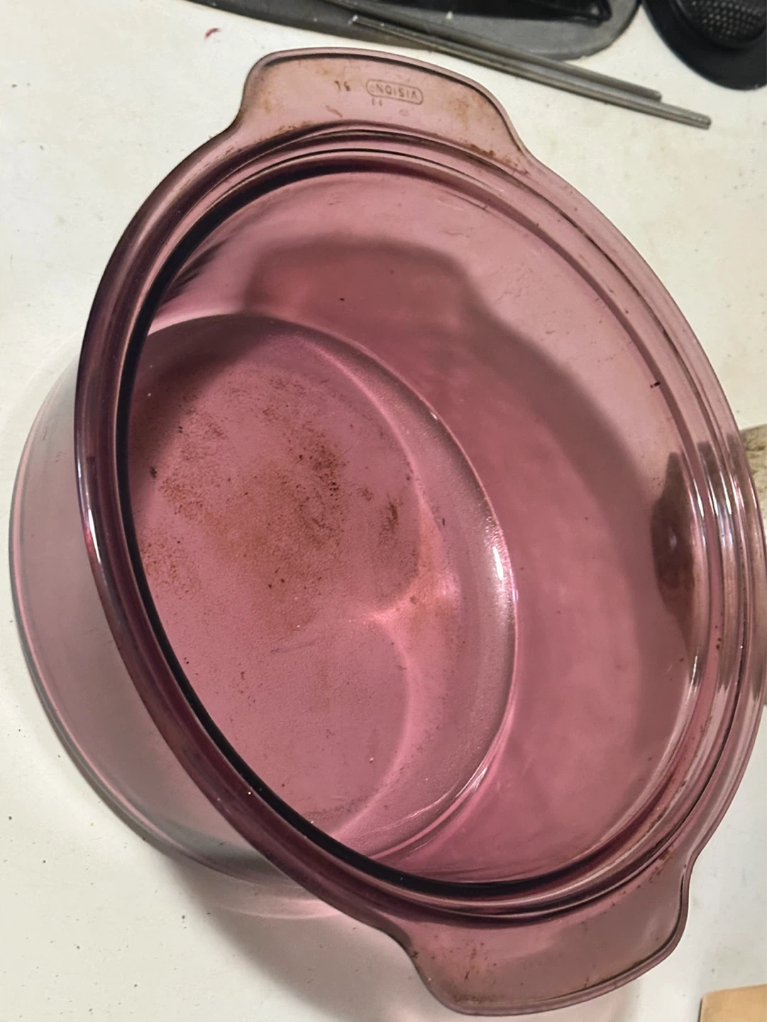 vintage Corning Visions 5-quart cranberry glass Dutch oven - photo 3