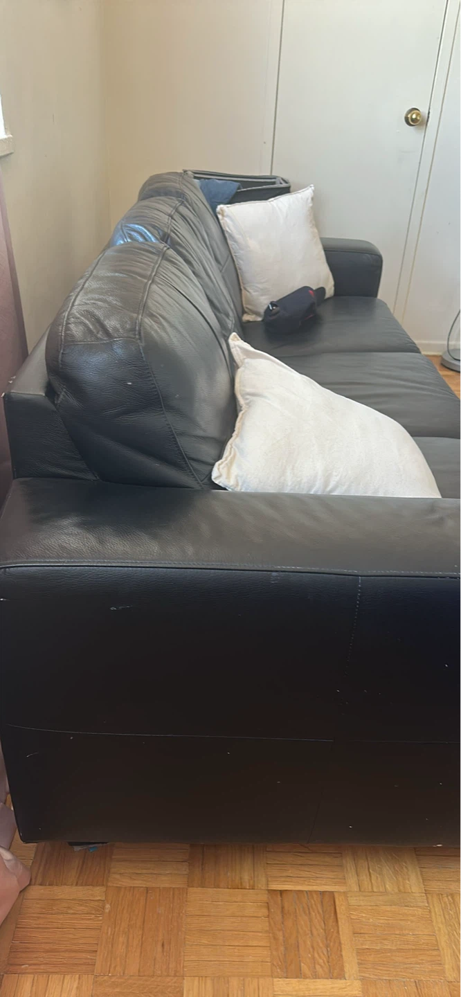 Black Leather Sofa - photo 3