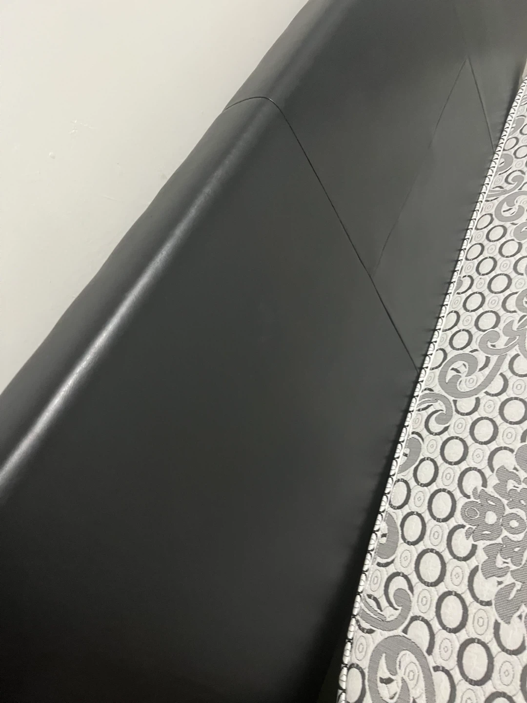 Black Faux Leather Headboard Bed Frame with two Mattresses - photo 4