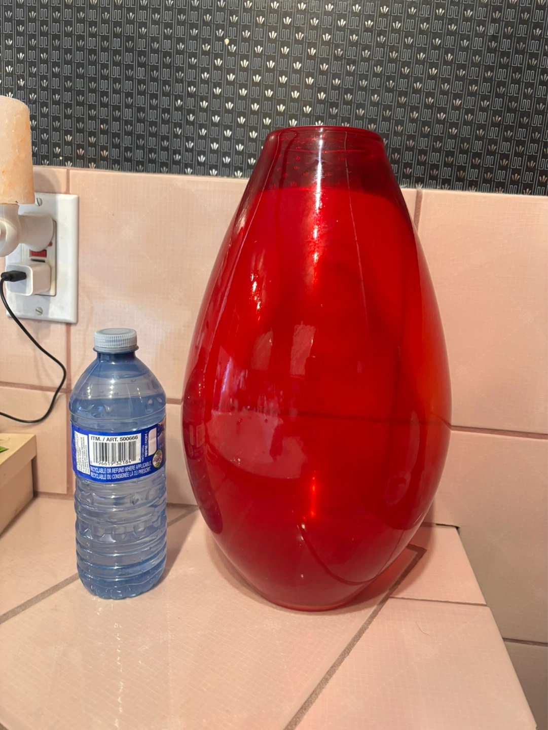 Large Red Glass Vase