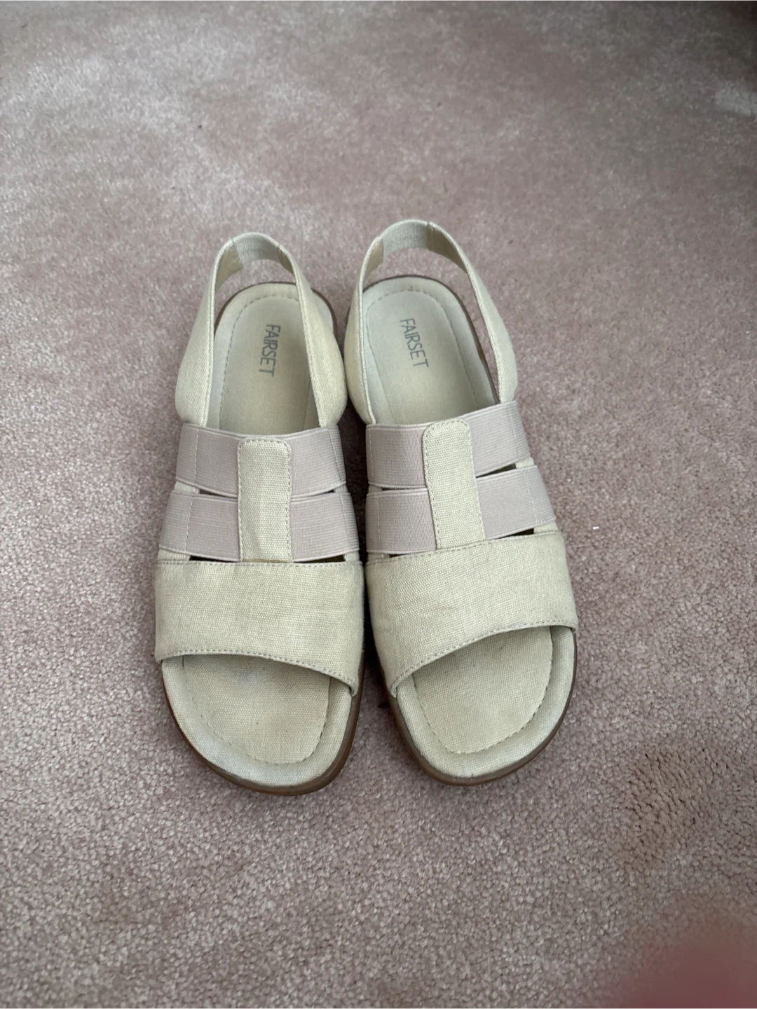 FAIRSET Women's Beige Elastic Strap Sandals Size 9M