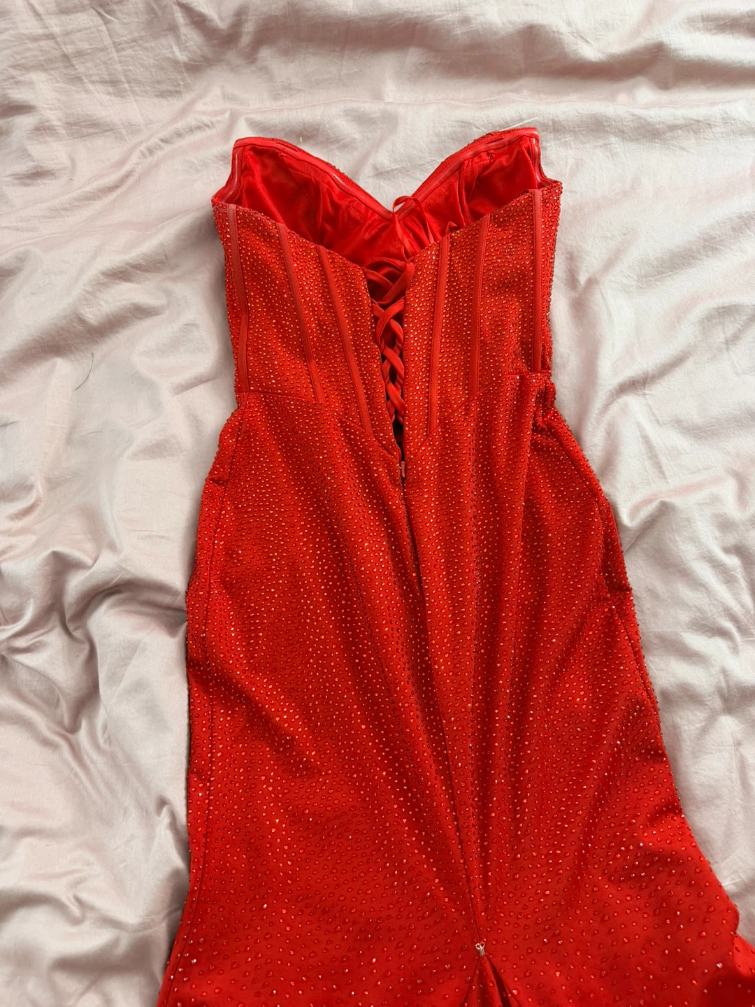 Red Embellished Mermaid Gown - photo 3
