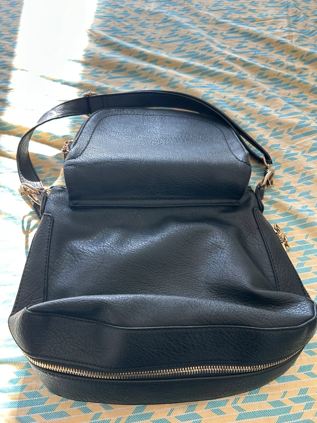 Black Faux Leather Crossbody Bag - photo 2