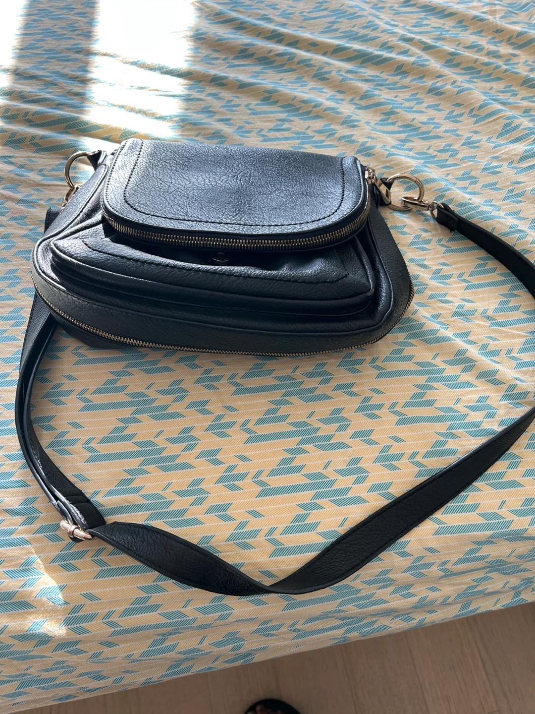Black Faux Leather Crossbody Bag - photo 4