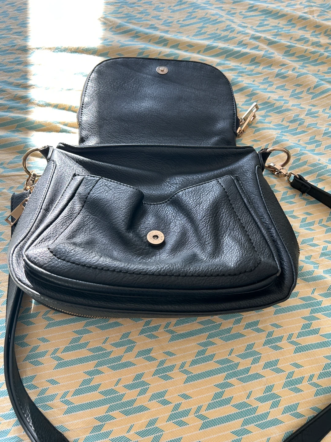 Black Faux Leather Crossbody Bag - photo 3
