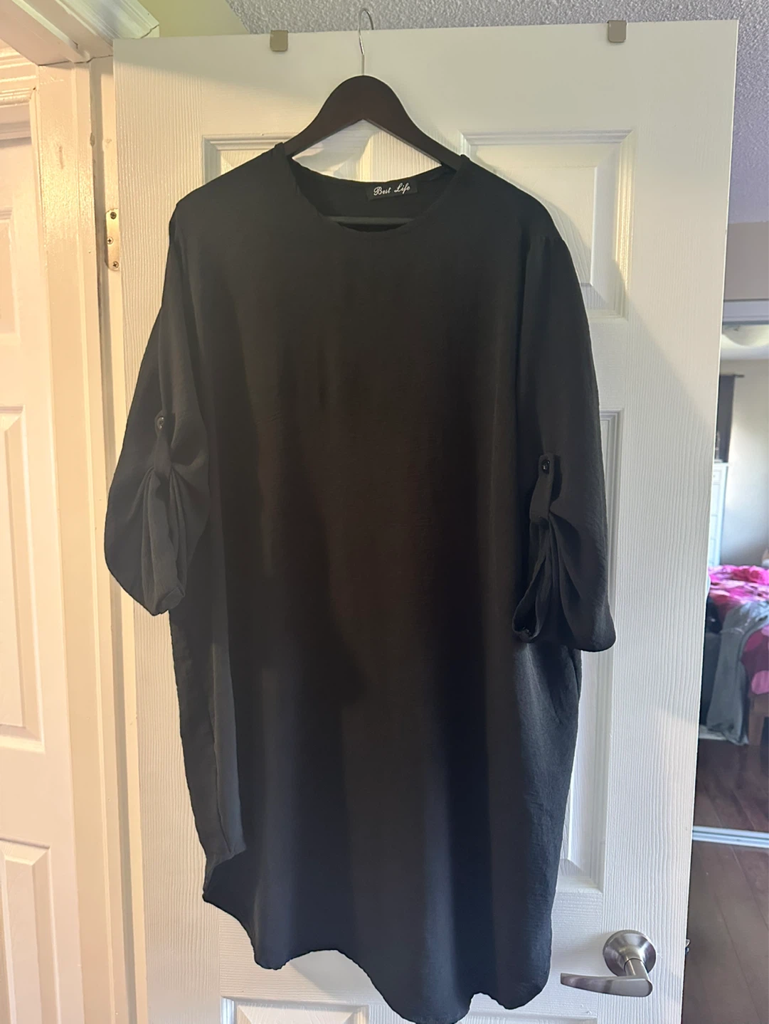 Best Life Black Oversized Tunic Shirt