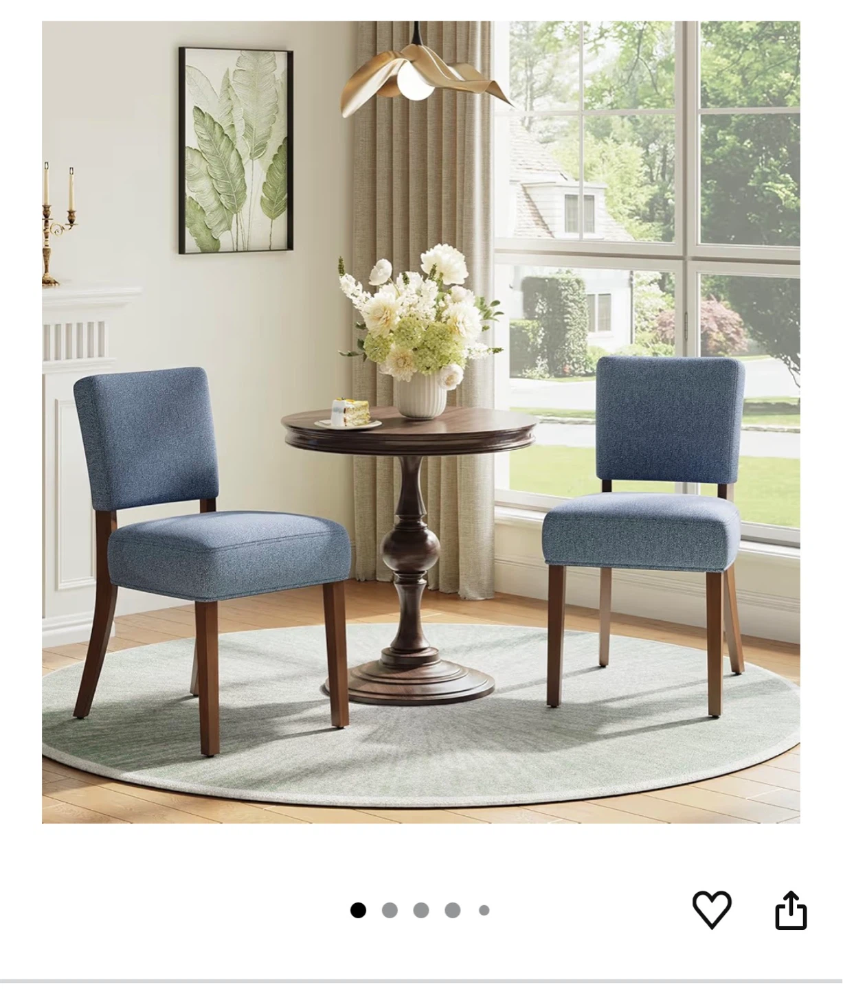 COLAMY Blue Upholstered Dining Chairs Set of 2
